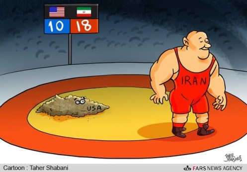 political_cartoon_iran_third_time_world_champion_in-a-row_beats_usa_wrestling_team_los_angeles_ca_march-2014